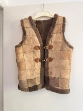 Load image into Gallery viewer, Vintage leather sherpa patchwork vest