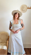 Load image into Gallery viewer, Vintage 70s cotton floral smocked dress