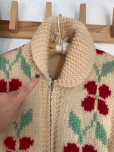 Load image into Gallery viewer, Vintage red flower cowichan