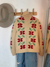 Load image into Gallery viewer, Vintage red flower cowichan