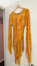 Load image into Gallery viewer, Vintage fringe silk + velvet top