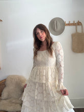 Load image into Gallery viewer, Vintage 70s lace ruffle dress