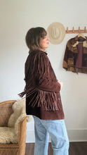 Load image into Gallery viewer, Vintage chocolate brown fringe jacket
