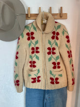 Load image into Gallery viewer, Vintage red flower cowichan