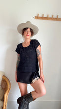 Load image into Gallery viewer, Vintage black crochet blouse