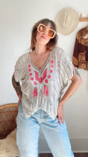 Load image into Gallery viewer, Vintage silk sequined butterfly top