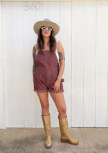 Load image into Gallery viewer, Vintage Overdyed plum short overalls