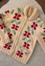 Load image into Gallery viewer, Vintage red flower cowichan