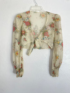 70s floral tie top