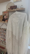 Load image into Gallery viewer, Vintage white silk fringe shawl