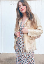 Load image into Gallery viewer, Vintage cream fringe jacket
