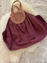 Load image into Gallery viewer, Antique maroon tooled bag