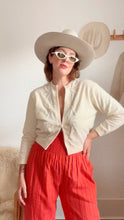 Load image into Gallery viewer, Vintage linen pinstripe smocked waist pants