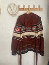 Load image into Gallery viewer, Vintage flower hooded cardigan