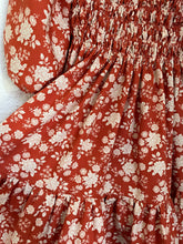 Load image into Gallery viewer, Signature Collection-Orange floral puff sleeve dress
