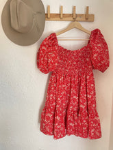 Load image into Gallery viewer, Signature Collection-Red floral puff sleeve dress