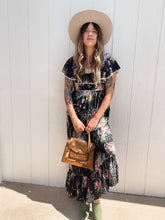 Load image into Gallery viewer, Vintage black floral maxi dress