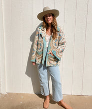 Load image into Gallery viewer, Signature collection-Blue floral quilted jacket