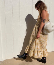 Load image into Gallery viewer, Signature Collection- Tie top maxi dress // mustard gingham