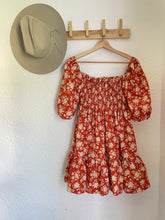 Load image into Gallery viewer, Signature Collection-Orange floral puff sleeve dress