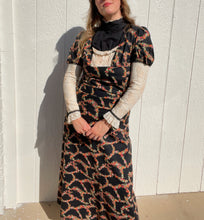 Load image into Gallery viewer, Vintage black floral 70s dress