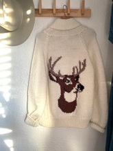 Load image into Gallery viewer, Vintage hand knit deer cowichan