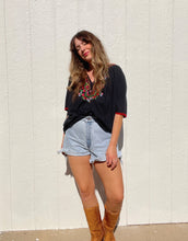 Load image into Gallery viewer, Vintage black embroidered top