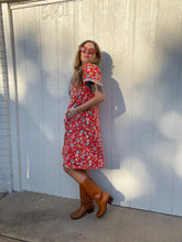 Load image into Gallery viewer, Vintage red floral dress