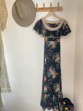 Load image into Gallery viewer, Vintage black floral maxi dress