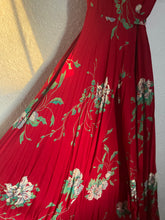 Load image into Gallery viewer, Vintage red floral wrap dress
