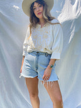 Load image into Gallery viewer, Vintage cream embroidered top
