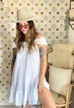 Load image into Gallery viewer, Vintage crochet + gauze mini dress