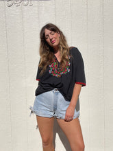 Load image into Gallery viewer, Vintage black embroidered top
