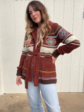 Load image into Gallery viewer, Vintage flower hooded cardigan
