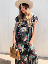Load image into Gallery viewer, Vintage black floral maxi dress