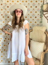 Load image into Gallery viewer, Vintage crochet + gauze mini dress