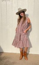 Load image into Gallery viewer, Vintage brown gingham dress