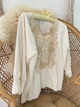 Load image into Gallery viewer, Vintage cream embroidered top
