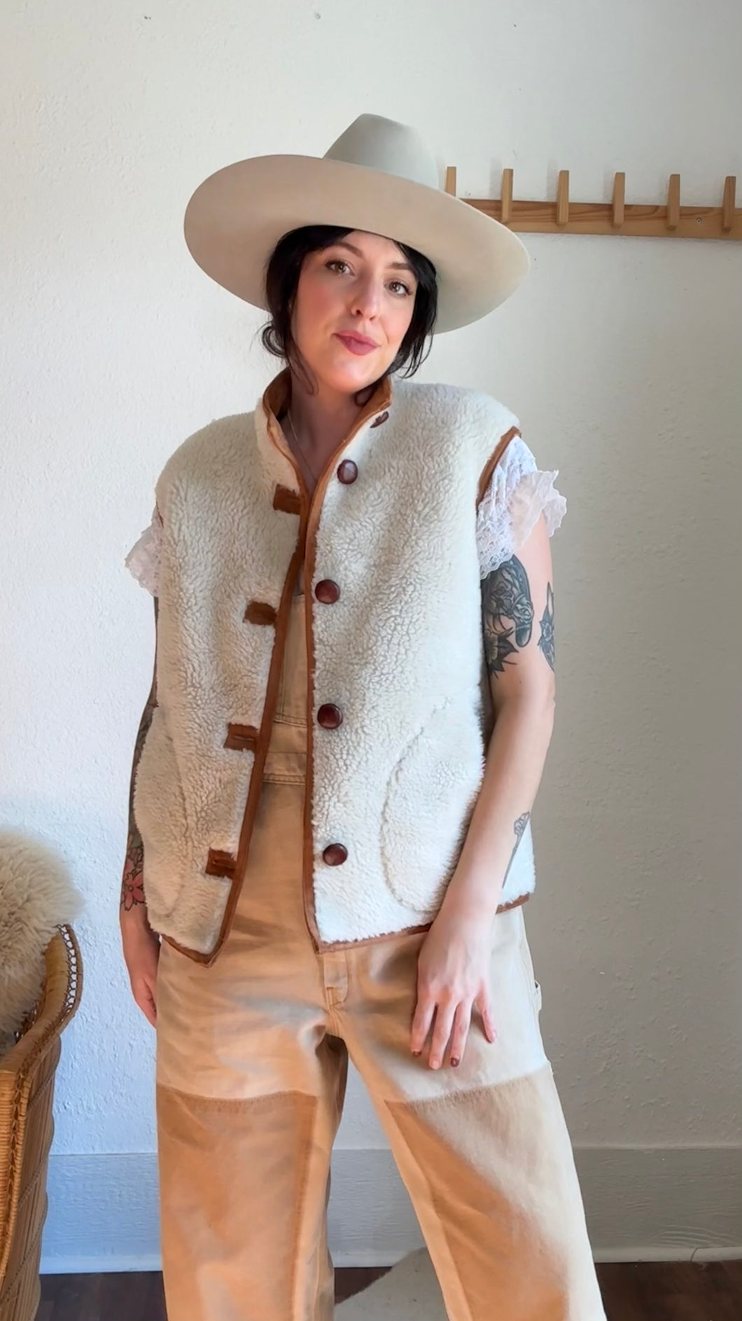 Faux shearling vest