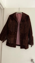 Load image into Gallery viewer, Vintage chocolate brown fringe jacket
