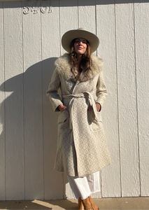 Vintage fur collar wrap coat