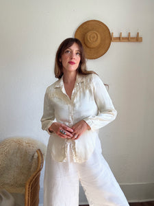 Vintage satin fringe top