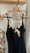 Load image into Gallery viewer, Vintage black satin mini dress
