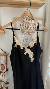 Vintage black satin mini dress