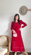 Load image into Gallery viewer, 1930s 40s velvet magenta dress
