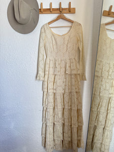 Vintage 70s lace ruffle dress