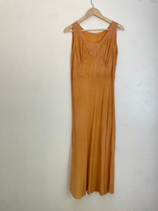 Vintage tangerine hand dyed silk dress