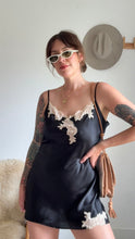 Load image into Gallery viewer, Vintage black satin mini dress
