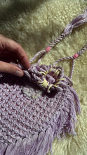 Load image into Gallery viewer, Antique purple crochet drawstring bag
