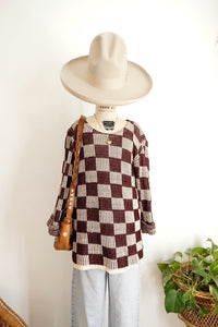 Vintage knit checkered sweater